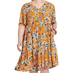 Ava & Viv Dress Womens 1X Mini Floral Mini Comfy Cozy Pockets